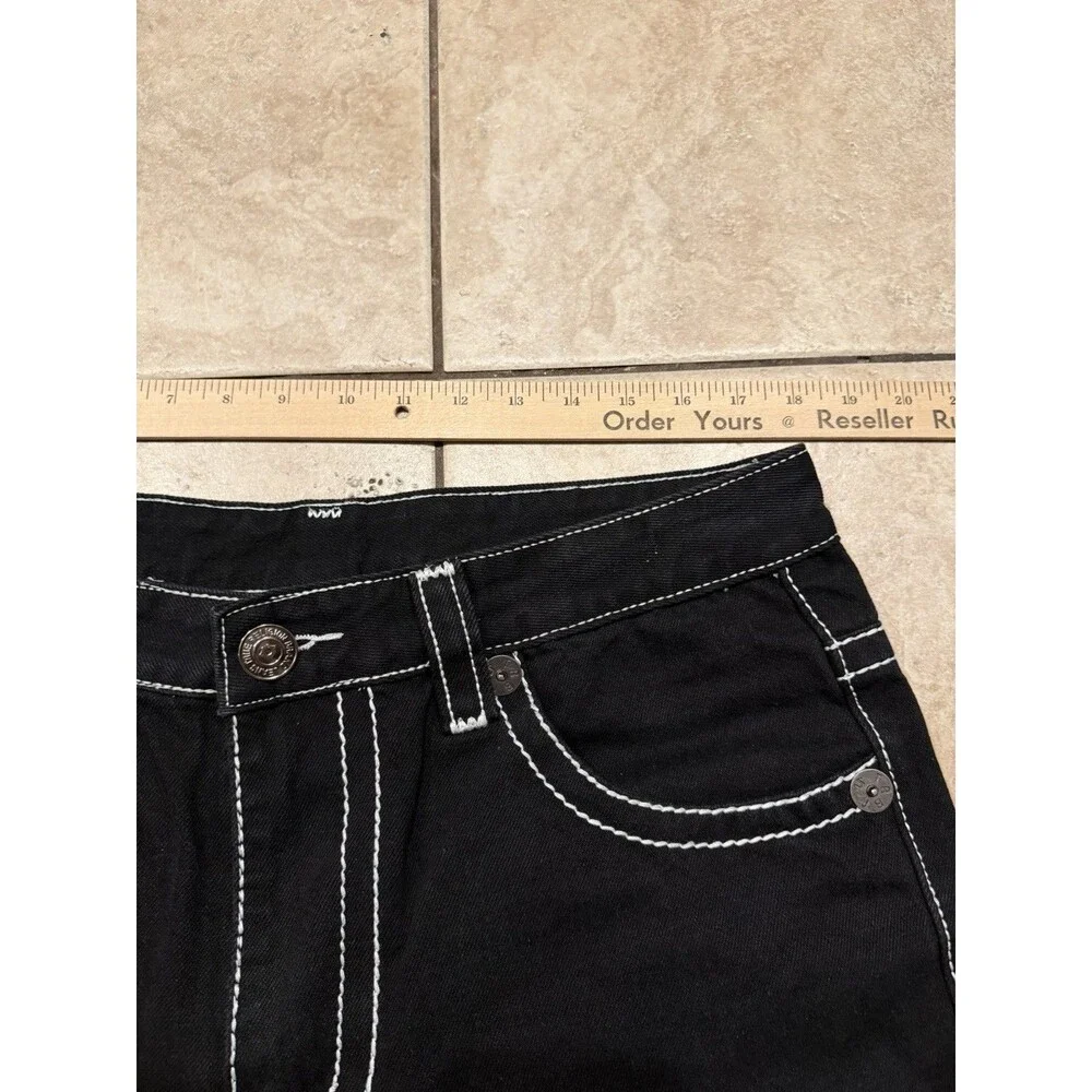 True Religion Jeans Men 36x32 Joey Super T Black Denim USA Made Rope Flap Pocket - Picture 9 of 11